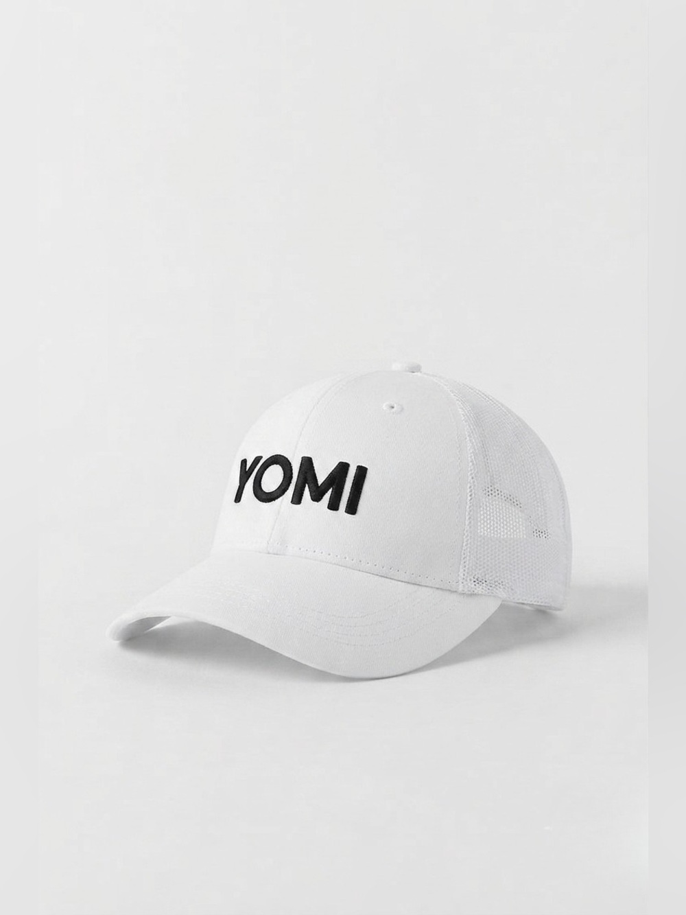 Embroidered White Mesh Trucker Cap